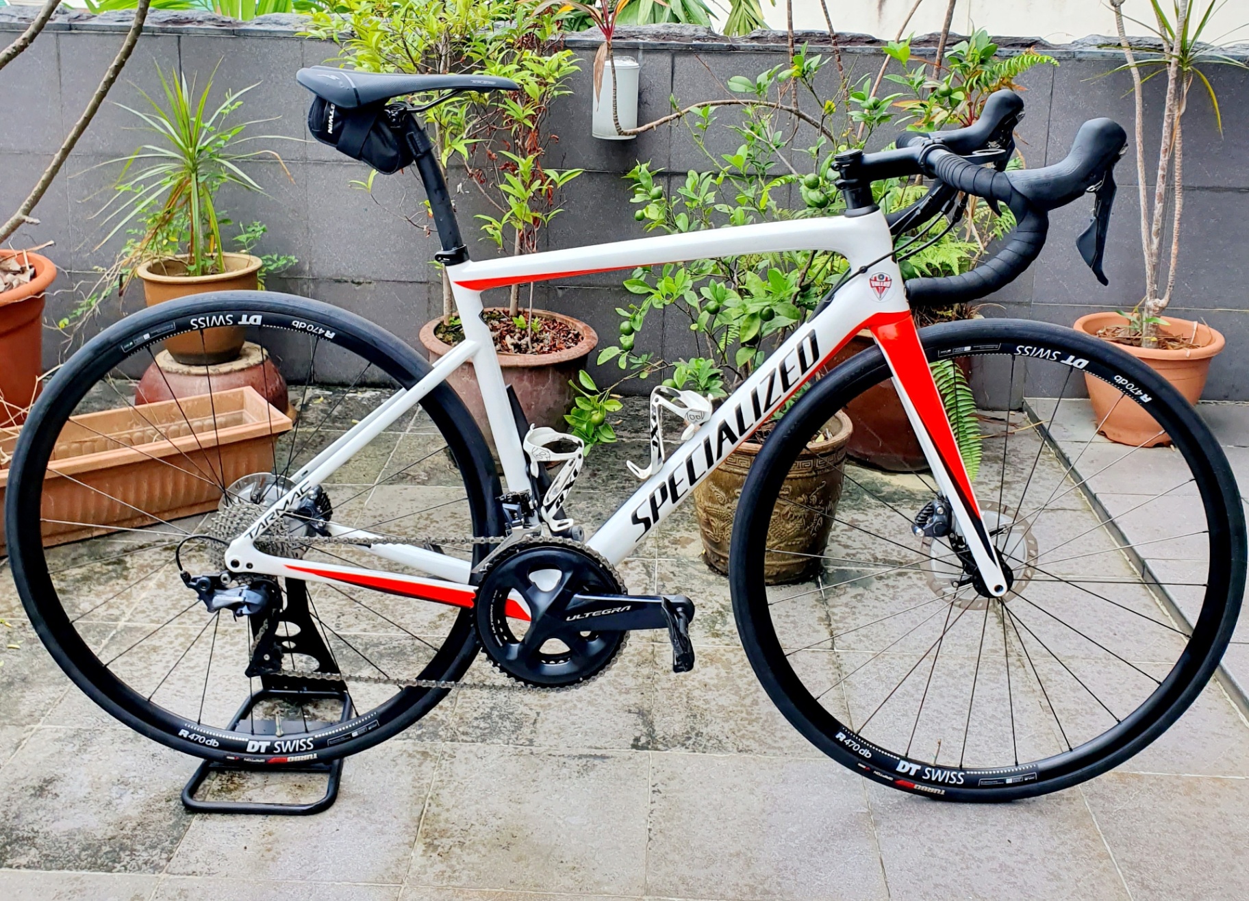 White and red Specialized Tarmac with Ultegra groupset